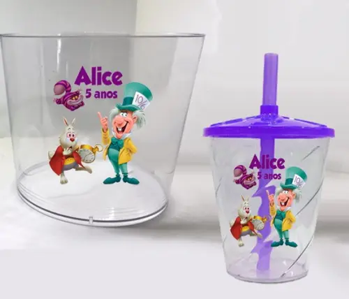 Kit Balde de Pipoca Acrilico e Copo Twister da Alice