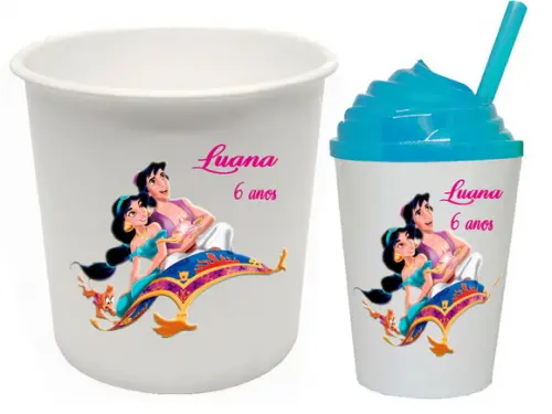 Kit Balde de Pipoca e Copo Chantily Personalizados Jasmine