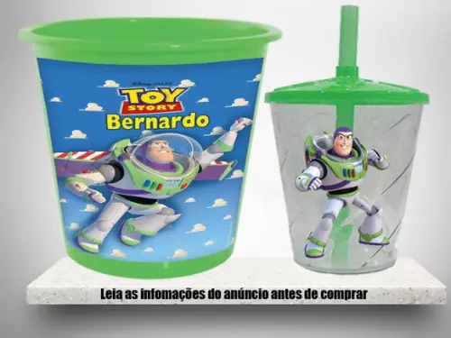 Kit Balde de Pipoca e Copo Twister Buzz Lightyear Toy Story