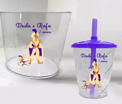 Kit Balde de Pipoca e Copo Twister da Princesa Jasmine