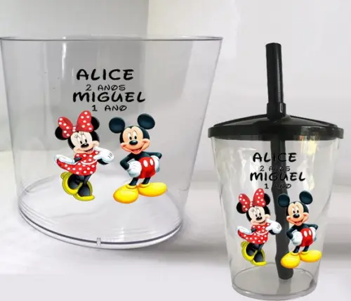 Kit Balde de Pipoca e Copo Twister do Mickey
