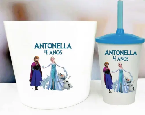 Kit Balde de Pipoca e Copo Twister Frozen
