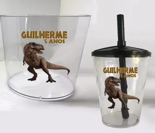 Kit Balde de Pipoca e Copo Twister Jurassic Parc Dinossauros