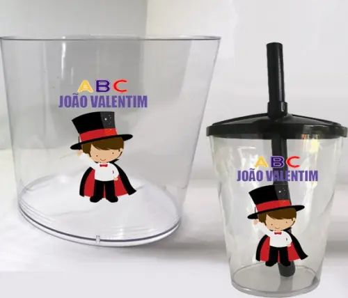 Kit Balde de Pipoca e Copo Twister para Lembrancinhas Circo