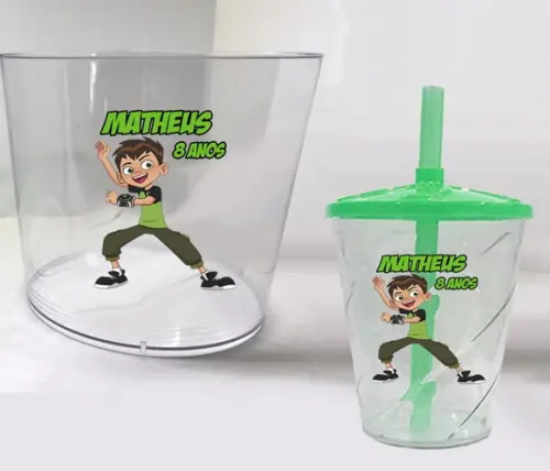 Kit Balde de Pipoca e Copo Twister Personalizado do Ben 10