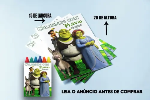 Kit Colorir com Giz de Cera do Sherek e Fiona