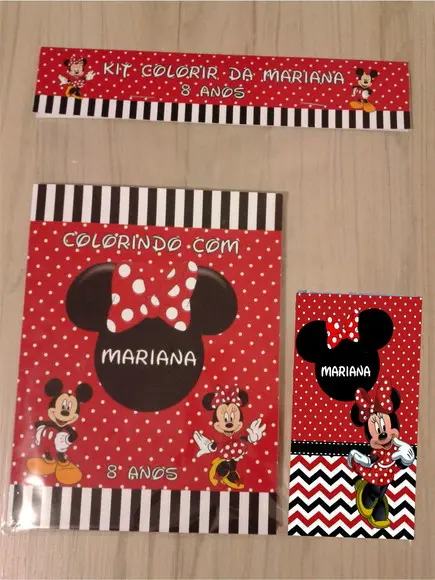 Kit Colorir com Revista e Giz de Cera da Minnie