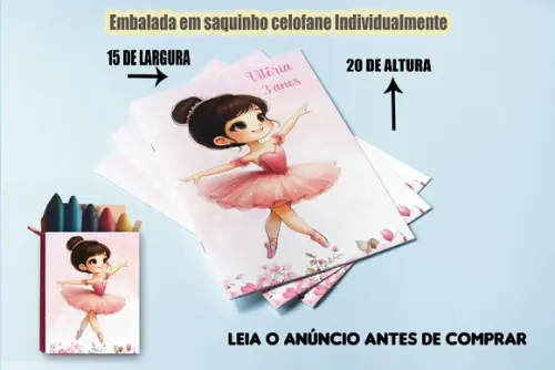 Kit Colorir da Bailarina Livinho com Giz para Lembrancinhas