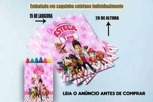 Kit Colorir da Patrulha Canina Meninas Revista e Giz de Cera