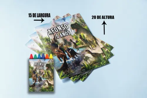 Kit Colorir Dinossauros Livro com Desenhos+giz