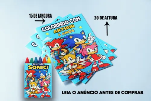 Kit Colorir do Sonic Livrinhos e Giz de Cera