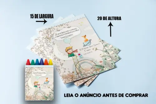 Kit Colorir do Pequeno Principe Livrinho com Giz de Cera