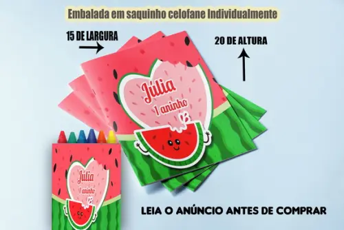 Kit Colorir Melancia Revistinha com Giz de Cera
