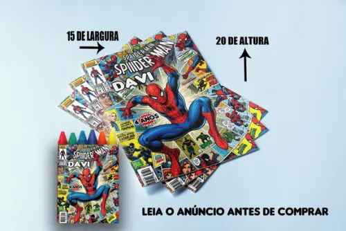Kit Colorir Revista com Giz de Cera Festa do Homem Aranha