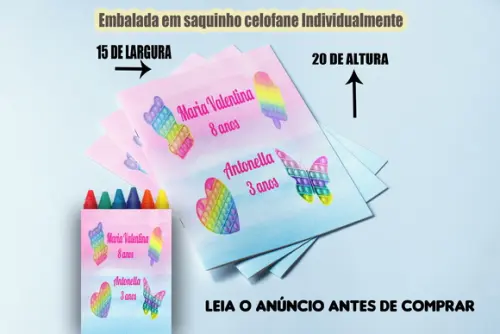 Kit Colorir Revista de Colorir com Giz de Cera Pop It