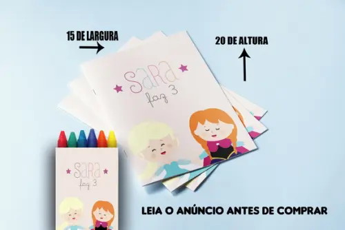 Kit Colorir Revista e Giz de Cera da Frozen Cute