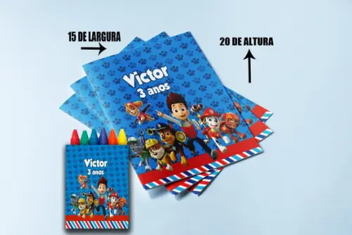 Kit Colorir Revista e Giz de Cera da Patrulha Canina