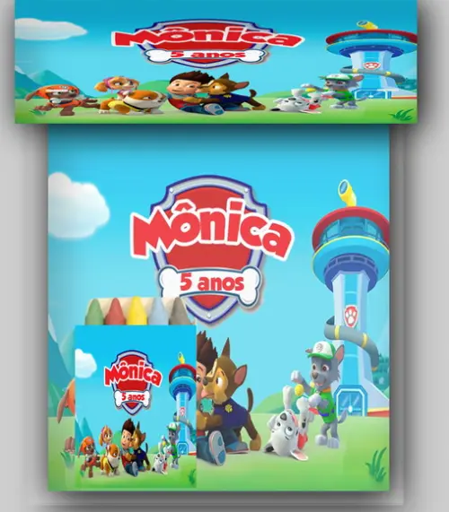 Kit Colorir Revista e Giz de Cera da Patrulha Canina