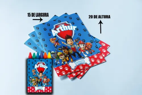 Kit Colorir Revista e Giz de Cera da Patrulha Canina
