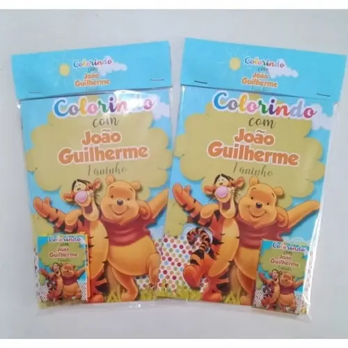 Kit Colorir Revista e Giz de Cera do Ursinho Puf