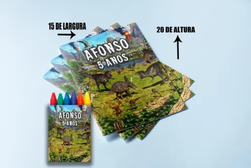 Kit Colorir Revista e Giz de Cera Jurassic Park