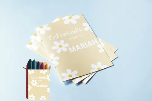 Kit Colorir Revista e Giz de Cera Jardim das Margaridas