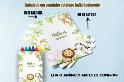 Kit Colorir Revista e Giz de Cera Safari Baby