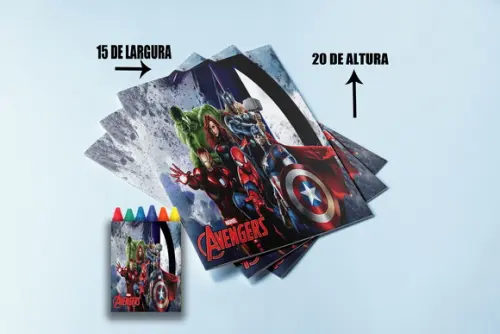 Kit Colorir Revista e Giz de Cera Vingadores