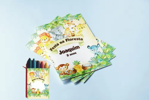 Kit Colorir Safari Baby Revista + Giz de Cera