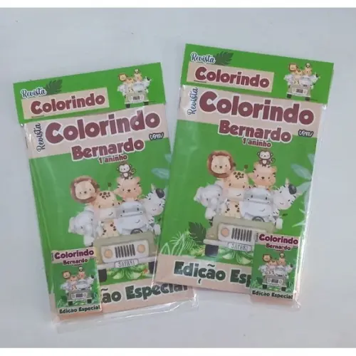 Kit Colorir Safari Baby Livrinho + Giz de Cera