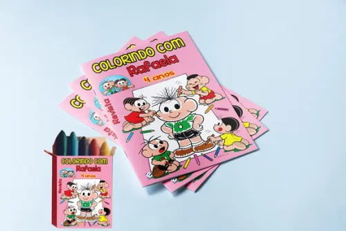 Kit Colorir Turma da Monica com Livrinhos de Desenhos +giz