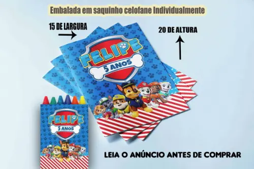 Kit de Colorir Revista com Giz de Cera Festa Patrulha Canina