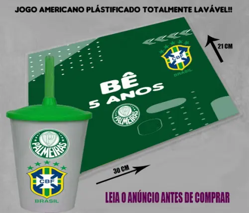 Kit do Palmeiras Jogo Americano e Copo Twister