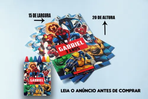 Kit Festa com Revista Colorir e Giz de Cera Vingadores