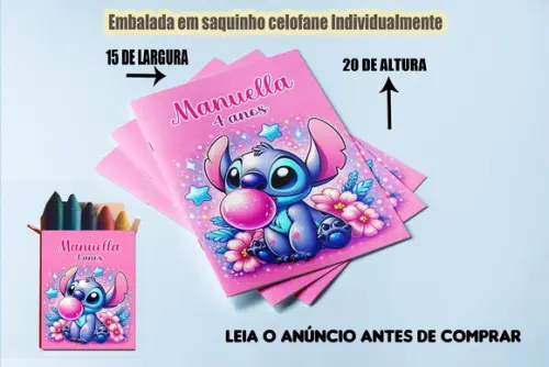 Kit Festa Revista de Colorir com Giz de Cera do Stitch
