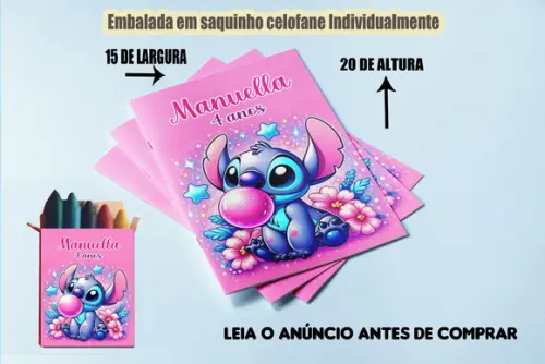 Kit Festa Revista de Colorir com Giz de Cera do Stitch