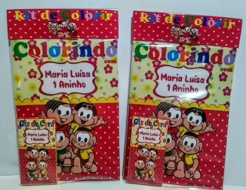 Kit Festa Turma da Mônica Livrinho Colorir com Giz de Cera