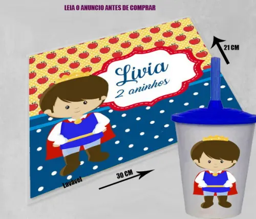Kit Jogo Americano e Copo Twister do Principe Baby