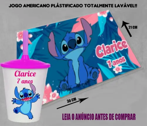 Kit Jogo Americno Souplast e Copo Twister do Stitch