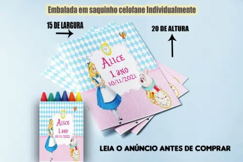 Kit Lembrancinhas a Alice Revista + Giz de Cera Colorir