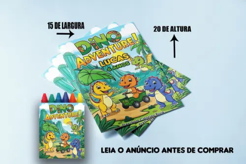 Kit Lembrancinhas de Colorir Revista + Giz Dinossauros Baby