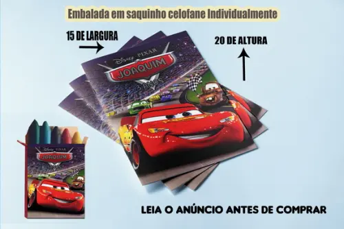 Kit Lembrancinhas dos Carros Disney Livrinho+ Giz de Cera