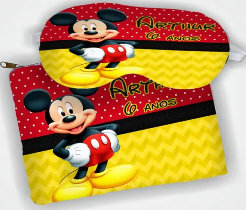 Kit Lembrancinhas  do Mickey Necessaire e Mascara de Dormir