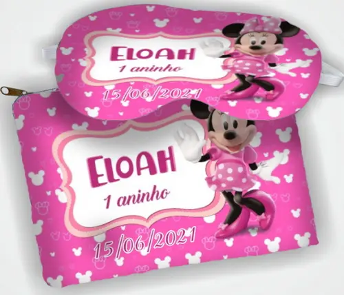 Kit Lembrancinhas Mascara de Dormir+necessaire Minnie Rosa
