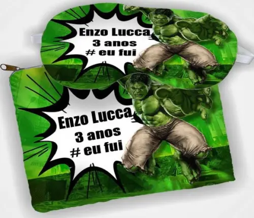 Kit Lembrancinhas  de aniversario do Incrivel Hulk Necessaire e Mascara Dormir