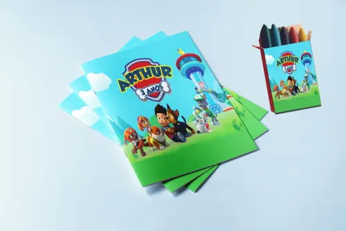 Kit Lembrancinhas Revistinha Colorir+giz da Patrulha Canina