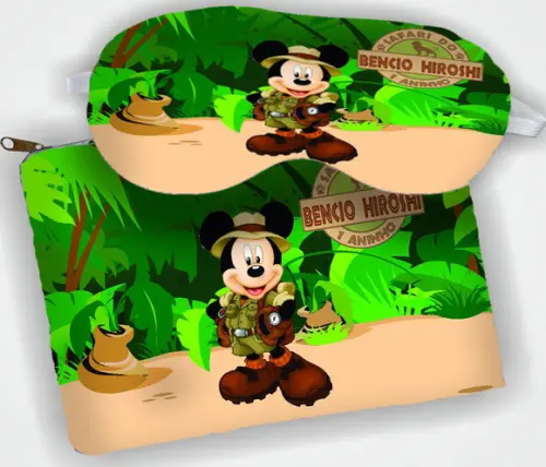 Kit Lembrancinhas do Mickey Safari Necessaire e Mascara de Dormir  Personalizado