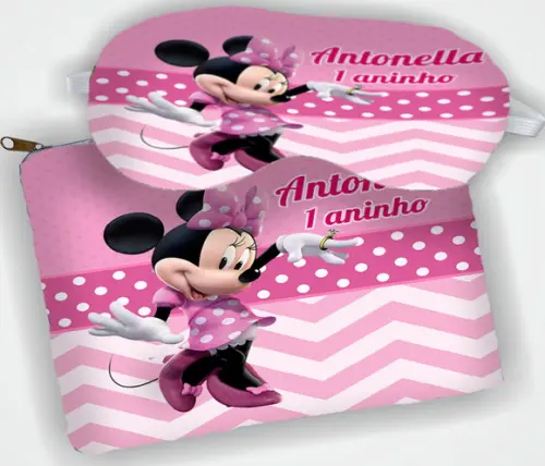 Kit Lembrancinhas da  Minnie Rosa Necessaire e Mascara de Dormir