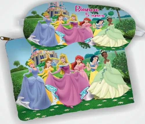 Kit Necessaire e Mascara de Dormir  Lembrancinha das Princesas Disney