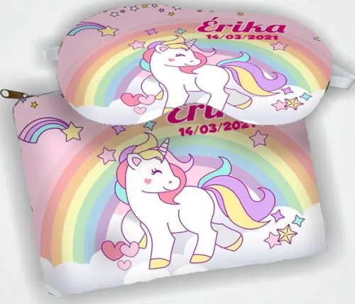 Kit Necessaire e Mascara de Dormir  Lembrancinhas do Unicornio